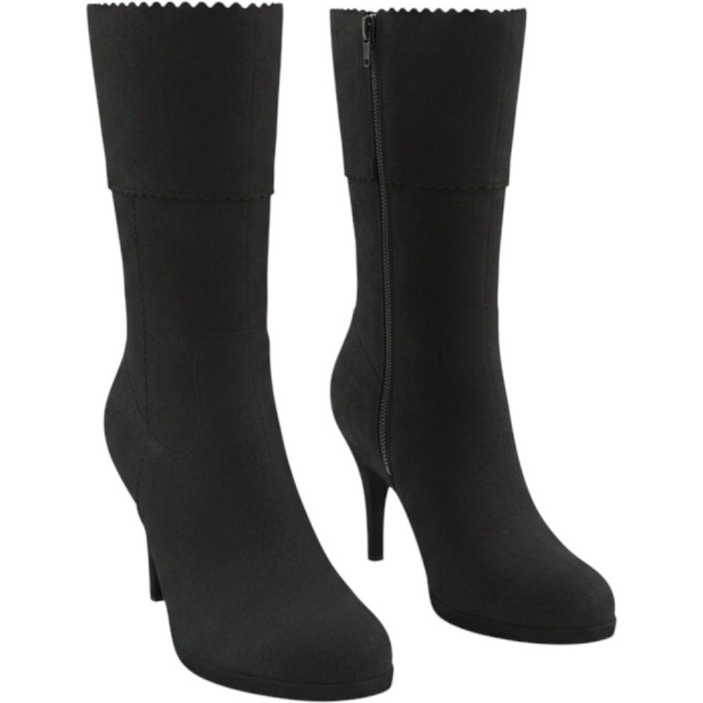 Bandolino BDDESTA Boots Women 9.5M Black Leather Stiletto Mid-Calf Excellent